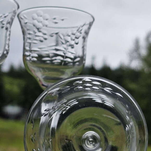 Rock Sharpe Floral Handcut Cocktail Glasses 5.75" set/3 midcentury dinner party - Picture 4 of 13